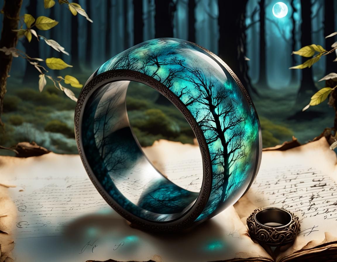 Luminescent Elven Ring in Forest at Night