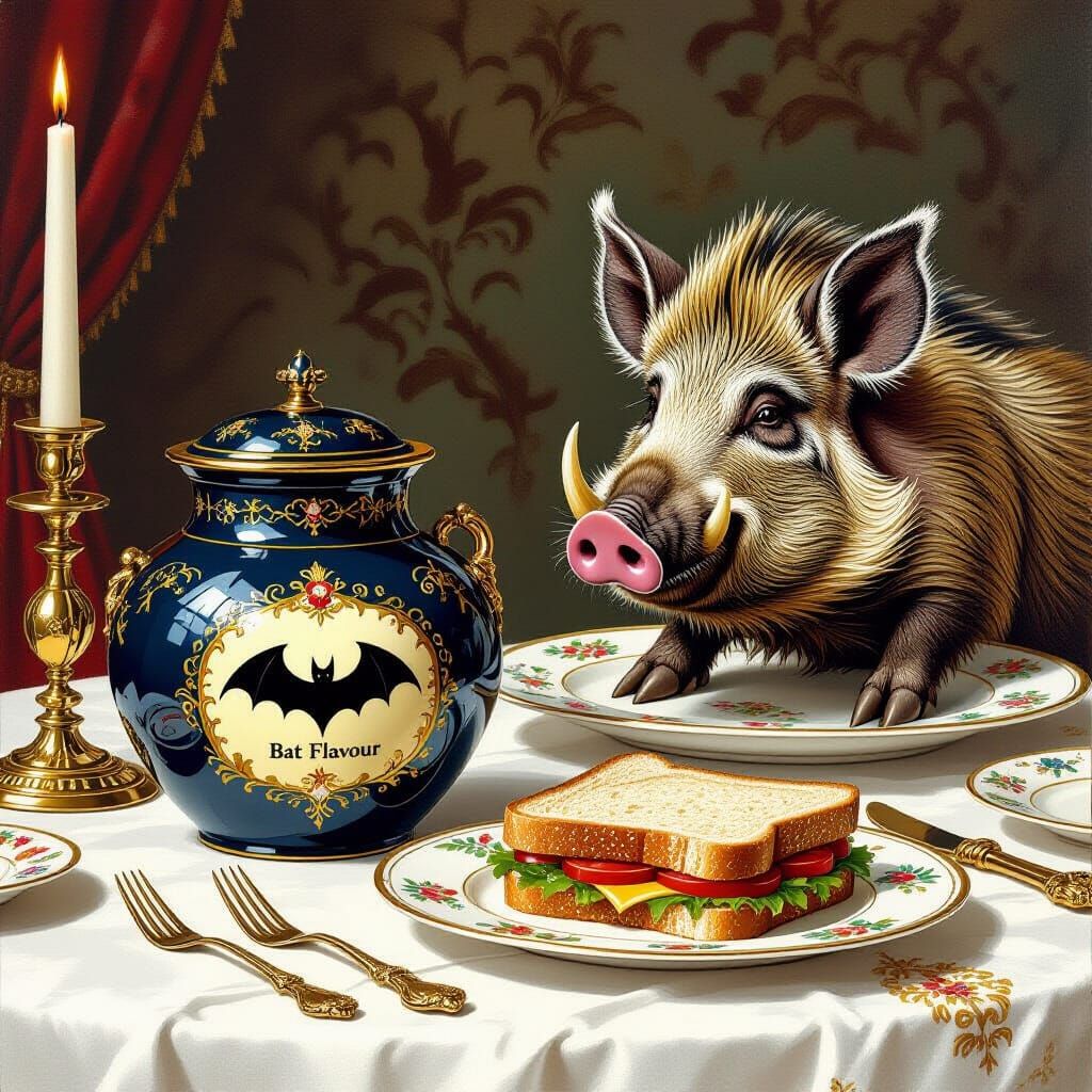Medieval Banquet Still Life with Bat Spread