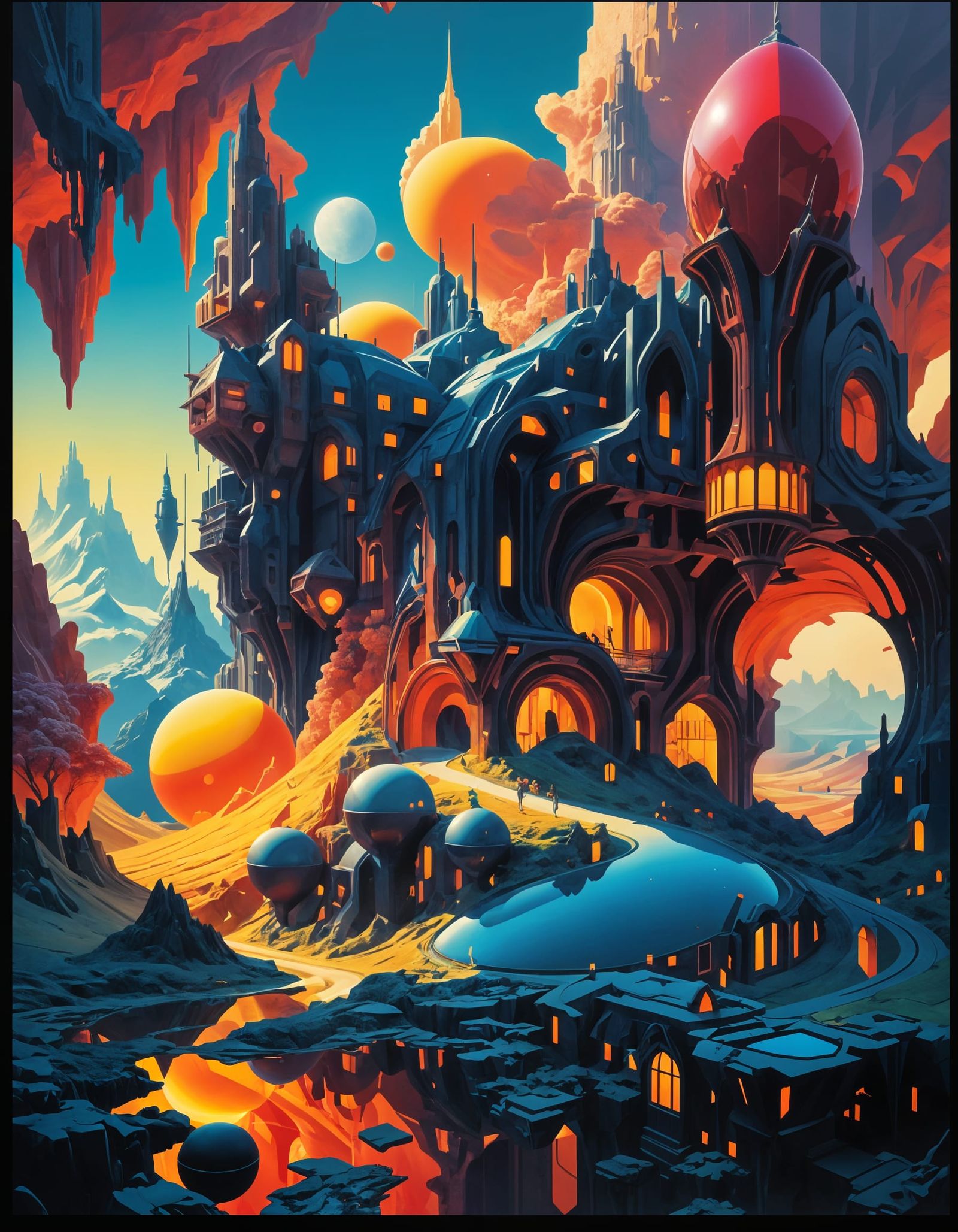 Surreal Crystal Matrix in Vibrant 4D Art Deco Style