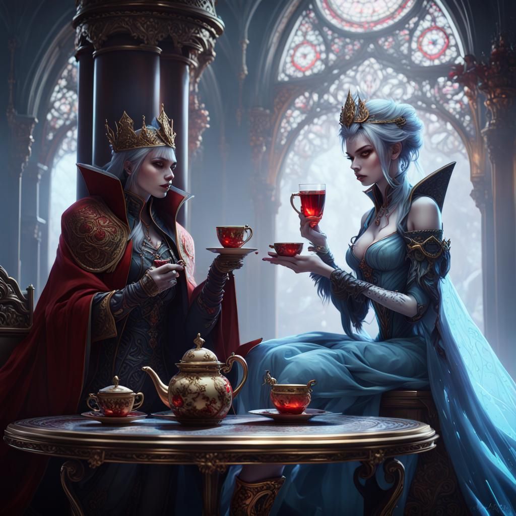 Anime Ice Prince and Vampire Empress Tea Party