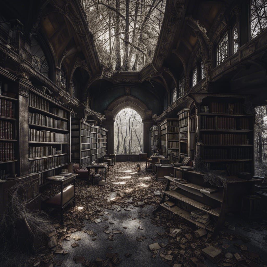 Mysterious Library in Abandoned City Woods