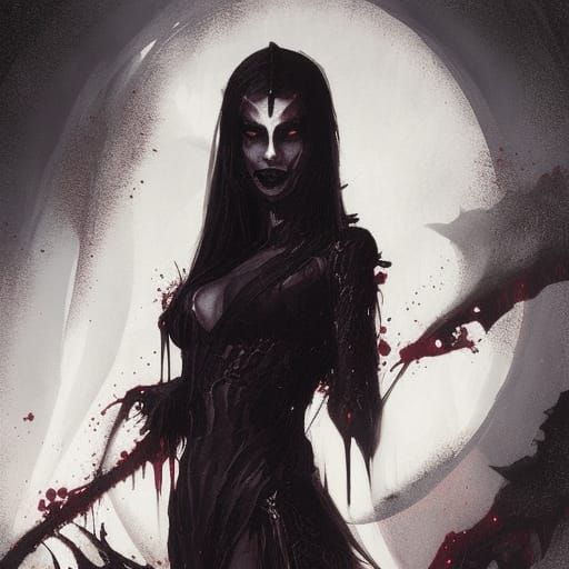 Sinister Vampire Queen in Dark Fantasy Style
