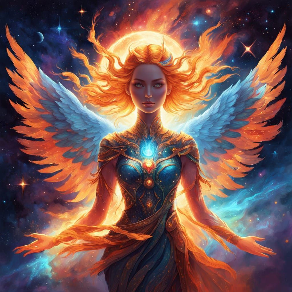 Cosmic Goddess Phoenix in Radiant Splendor