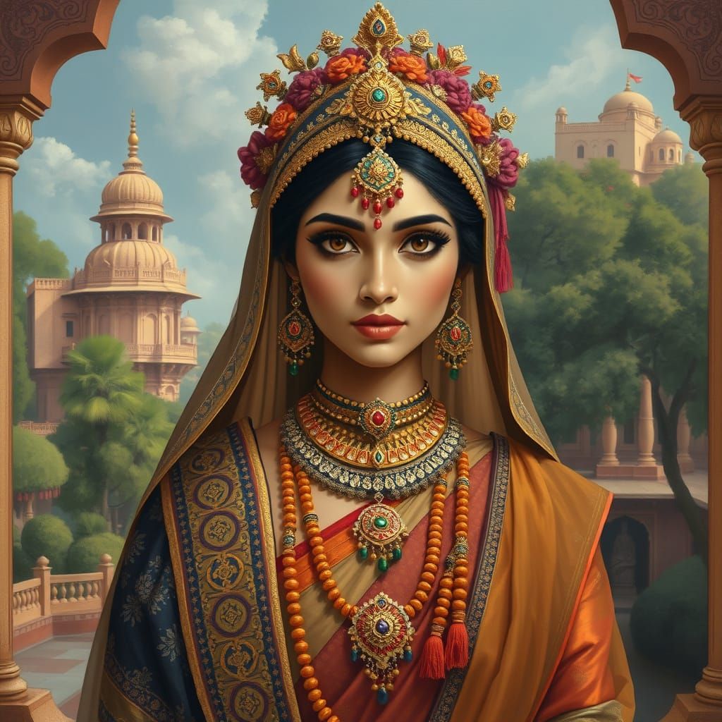 Bani Thani Portrait in Raja Ravi Varma Style