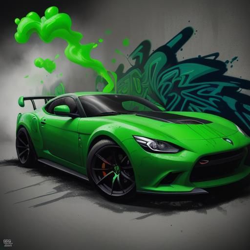 Shego Drives Sports Car in Graffiti Splash Art