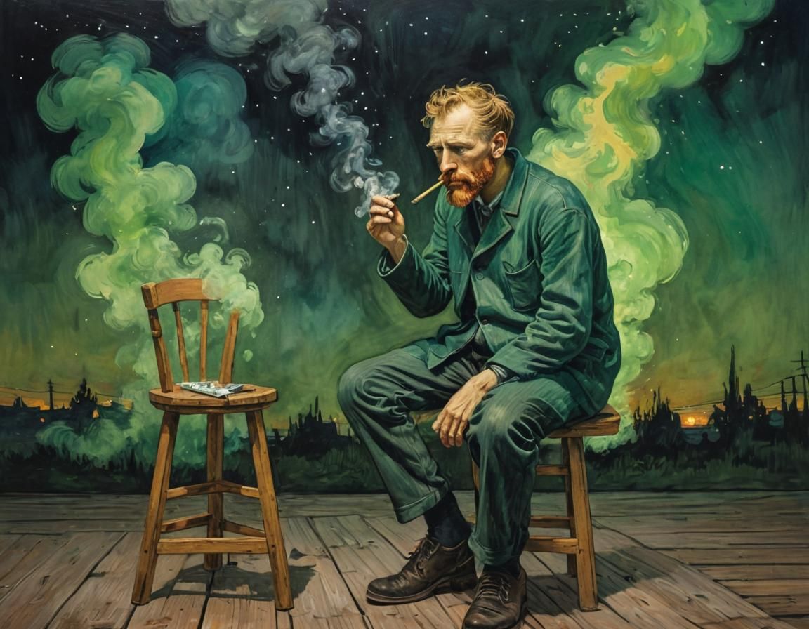 Van Gogh and Starry Night in Neo-Expressionist Style