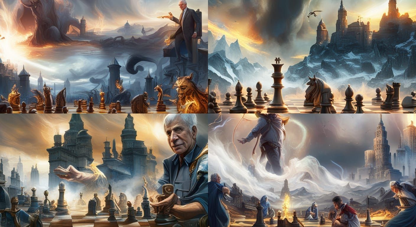 Fauci and Devil Chess Game: Detailed Matte Painting
