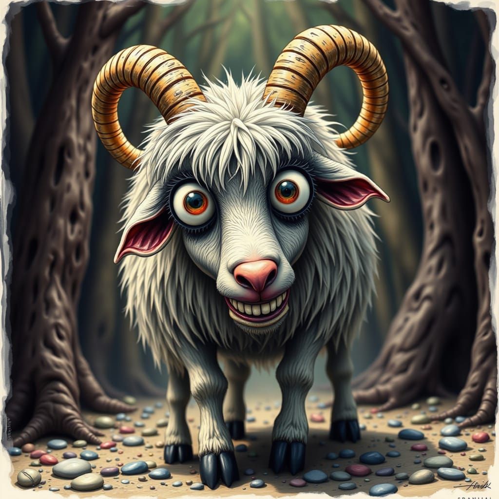 Creepy Claymation Lamb with Toothy Grin