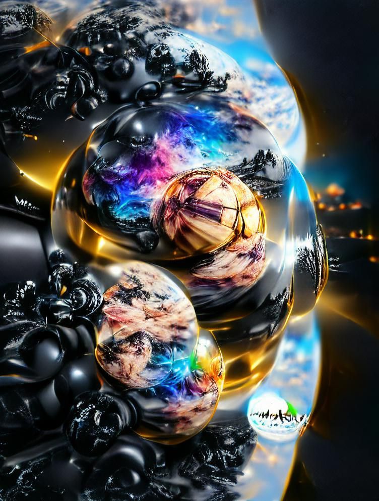 Colourful Marble Planet in Space: Digital Illustration