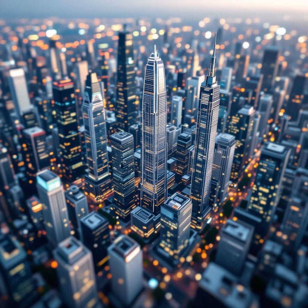 Modern Cityscape Aerial View with Futuristic Skyscrapers