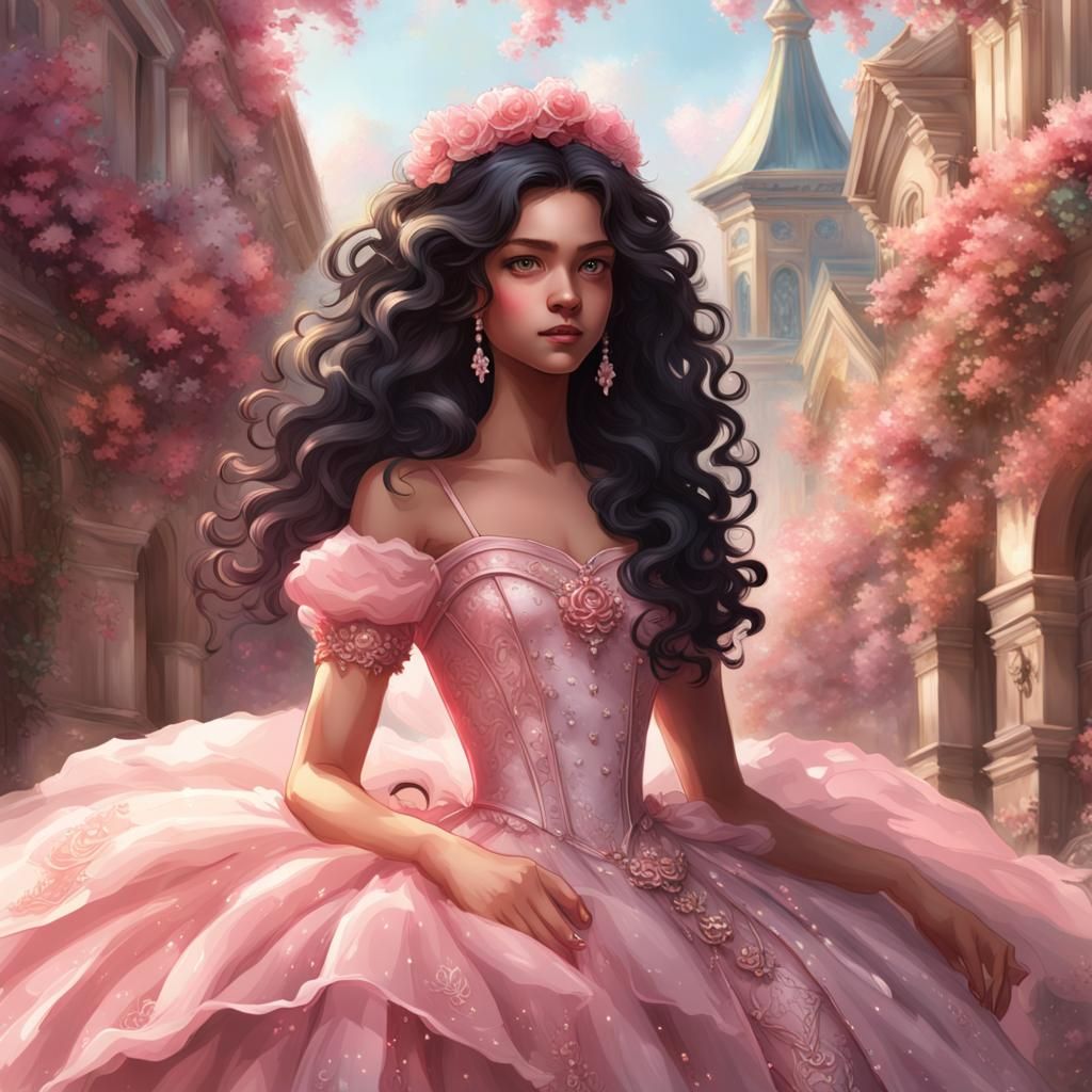 Teenage Princess Portrait in Art Nouveau Style