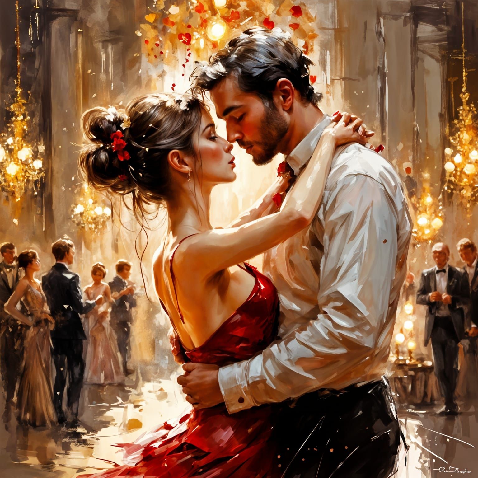 Romantic Tango in Candlelit Ballroom