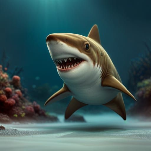 Cute Shark in Detailed Matte Painting