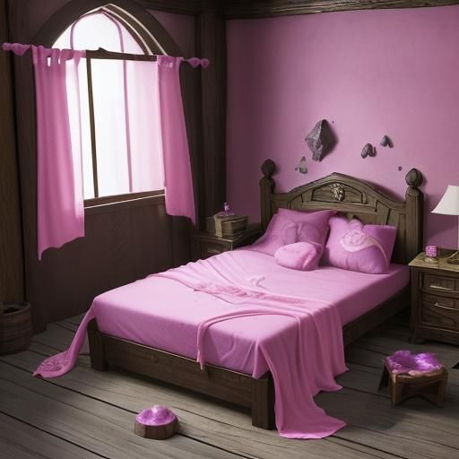 Pink Slime Creature in Fantasy Bedchamber