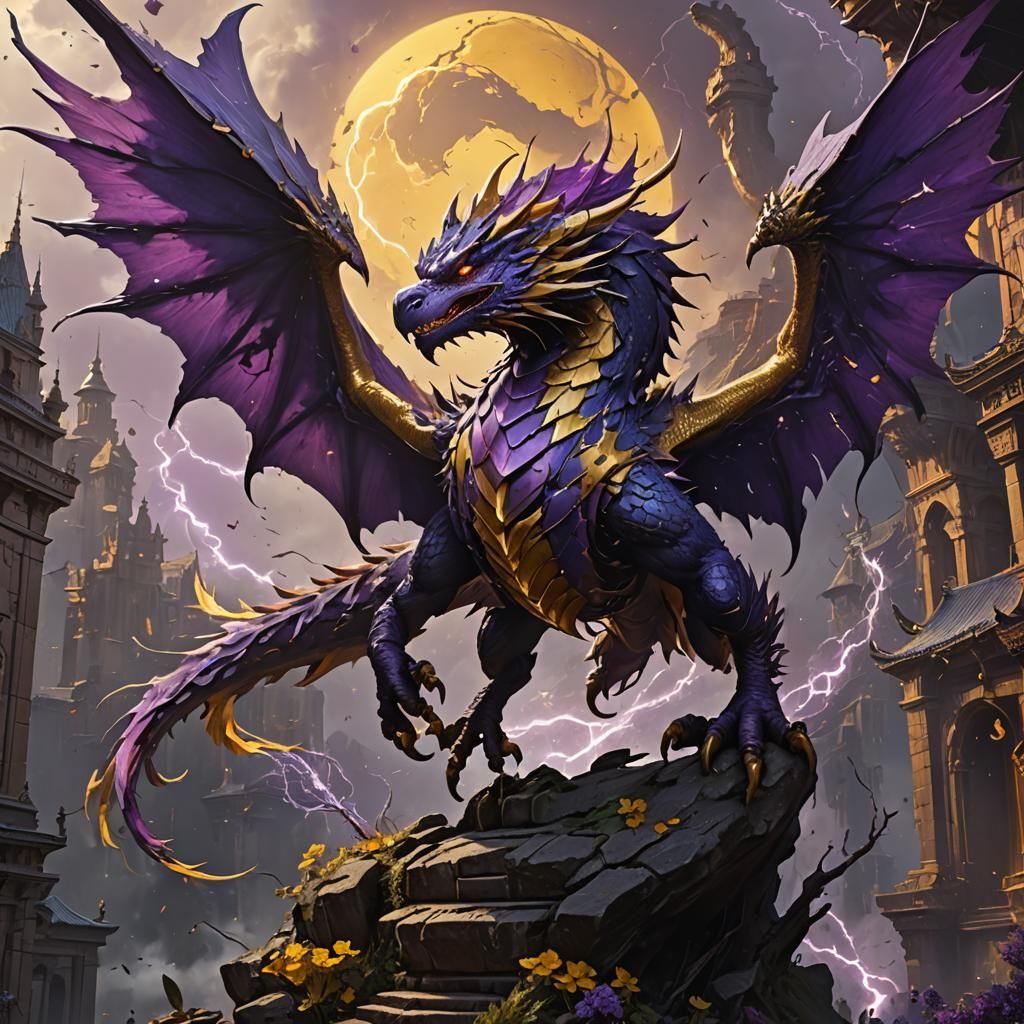 Thunder Dragon in Dark Fantasy Style