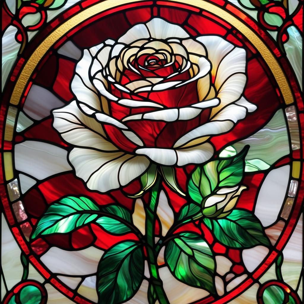 Stained Glass Rose Merging Into Mind