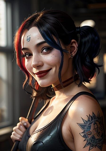 Harley Quinn Digital Art Portrait