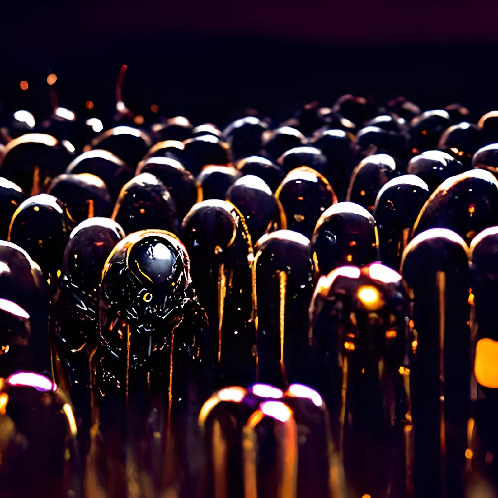 Legions of Drones Await Orders in Futuristic Auditorium