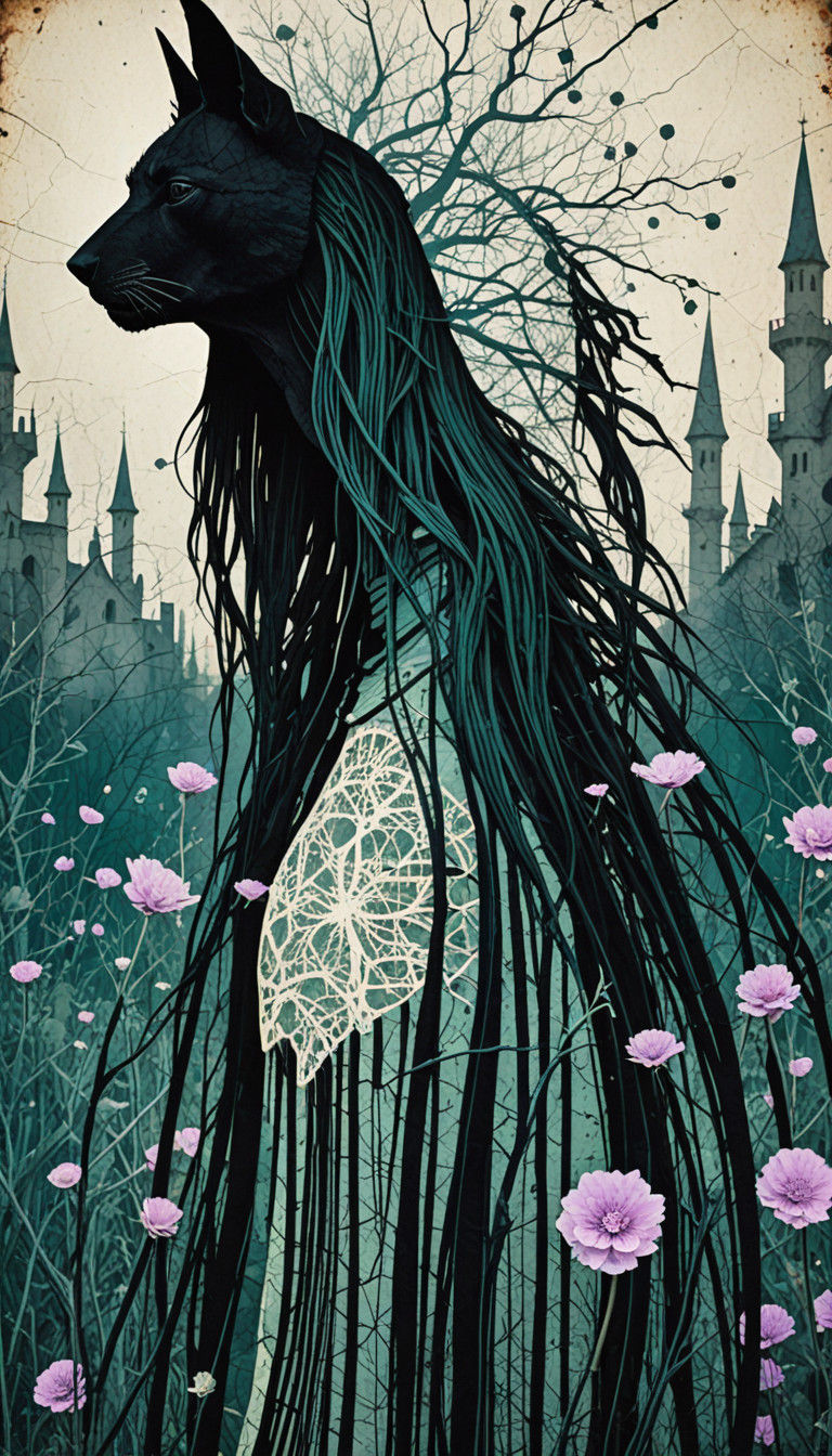 Surreal Medieval Elf in Blossoming Thorns, Chromaflux and Fr...