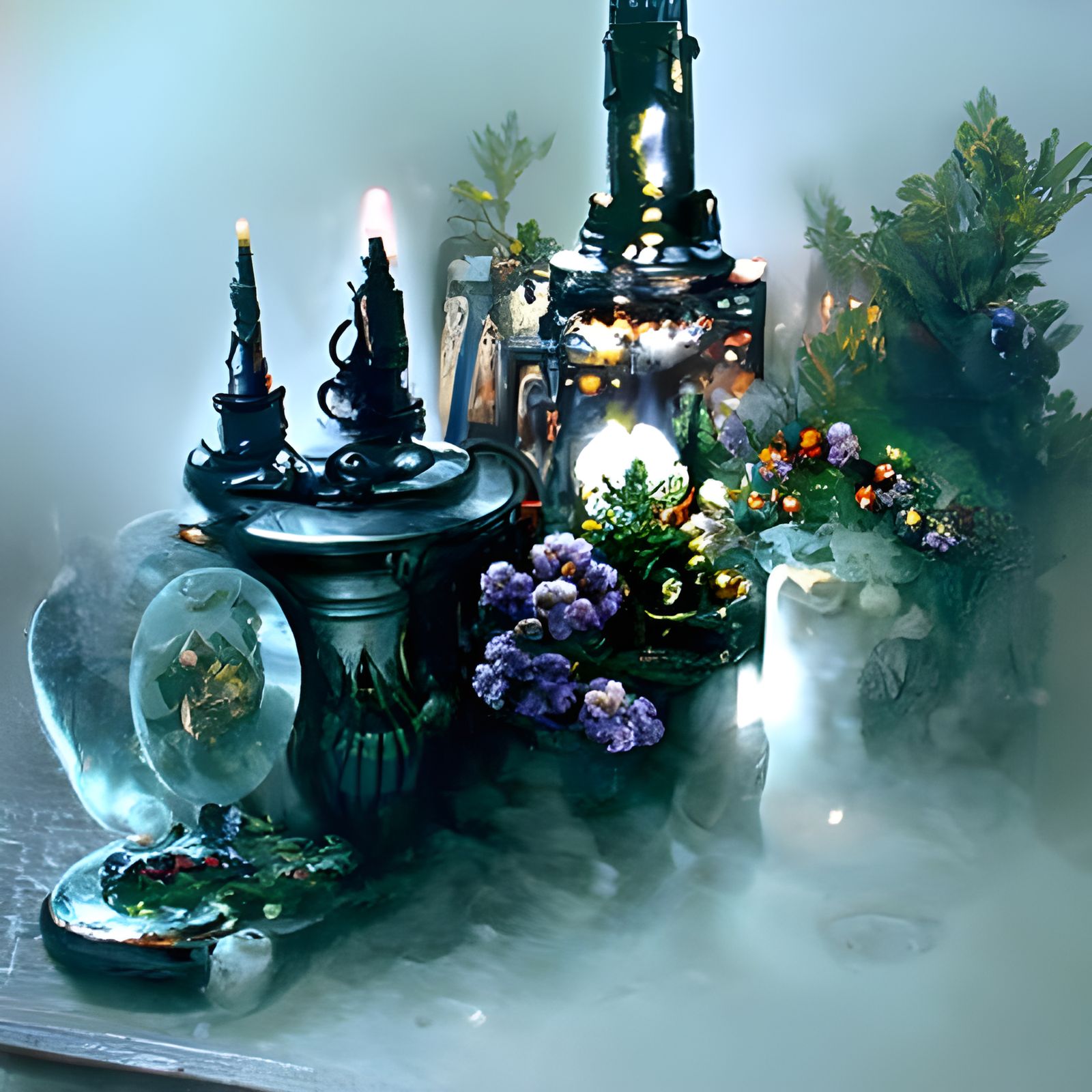 Baroque Altar with Flowers and Candles