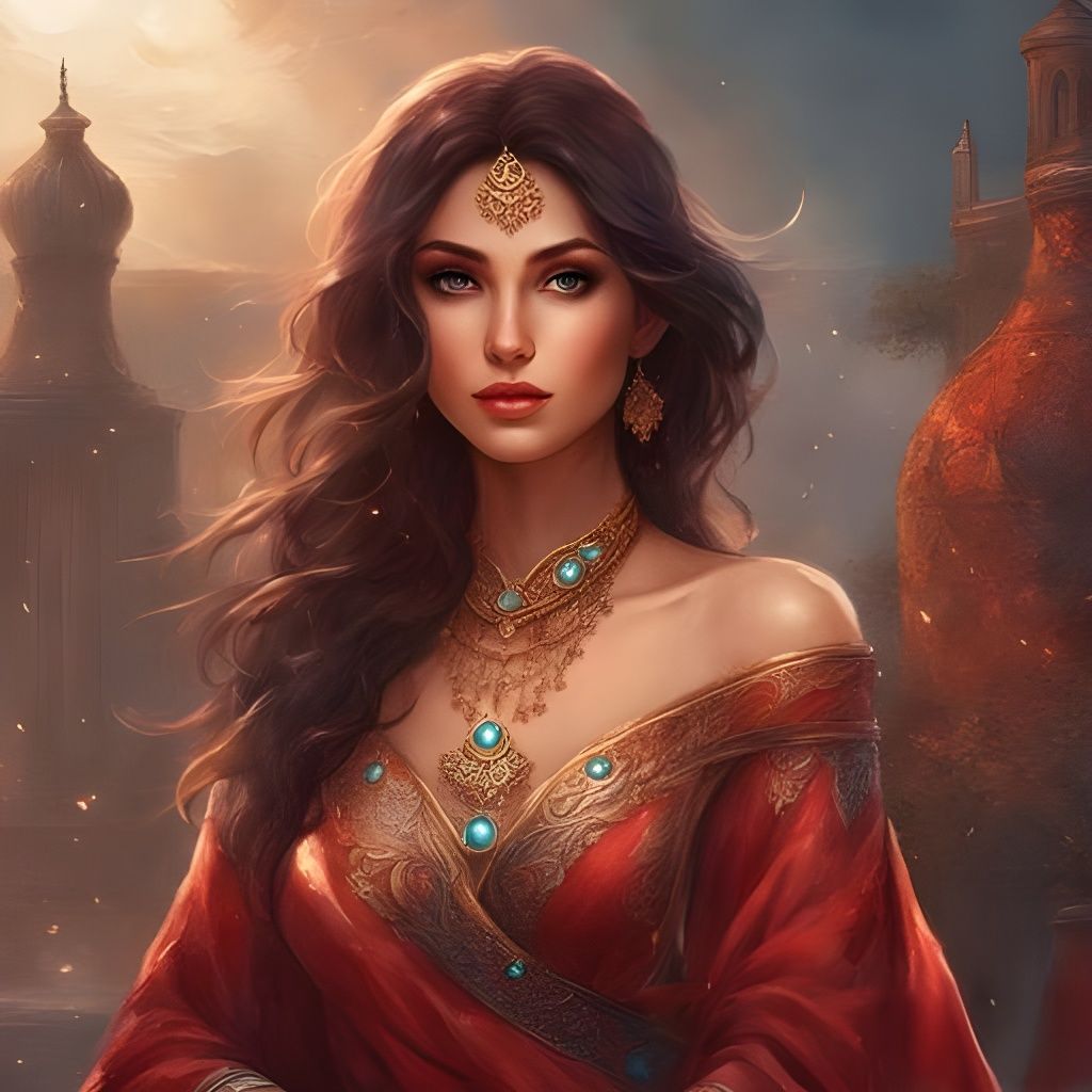 Beautiful Syrian Girl Portrait in Splash Art Style