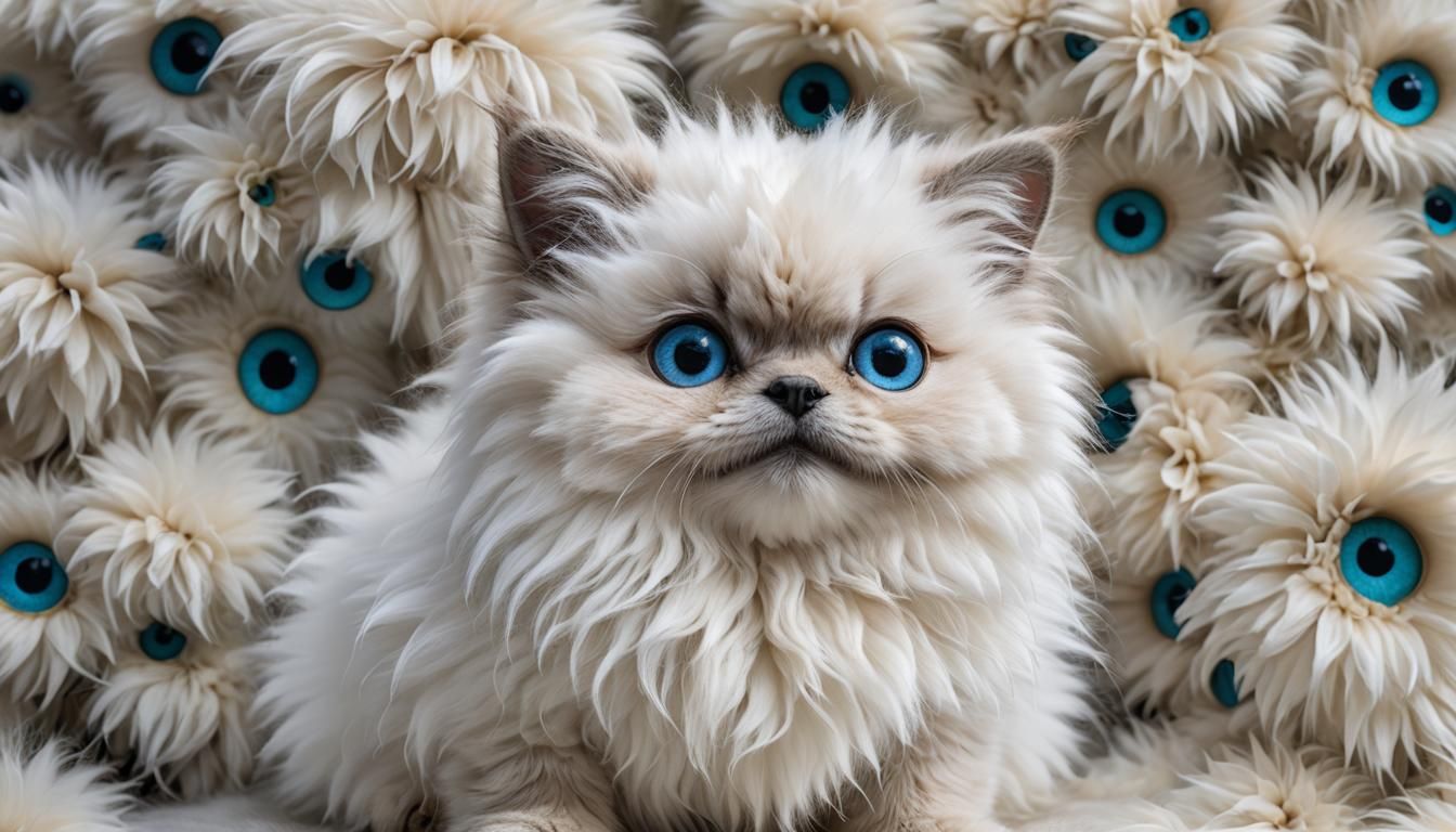 Adorable Fluffy Creature with Sparkling Blue Eyes