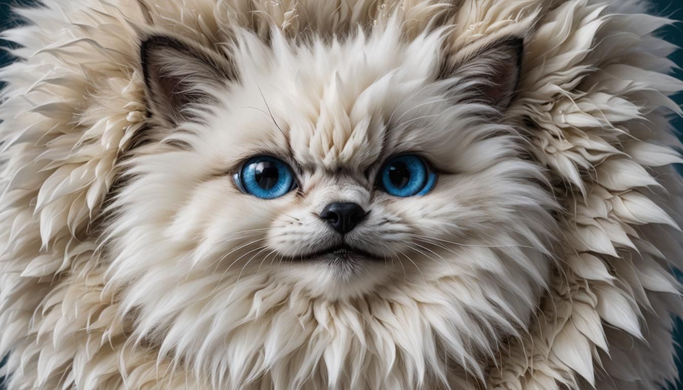 Adorable Fluffy Creature with Expressive Blue Eyes