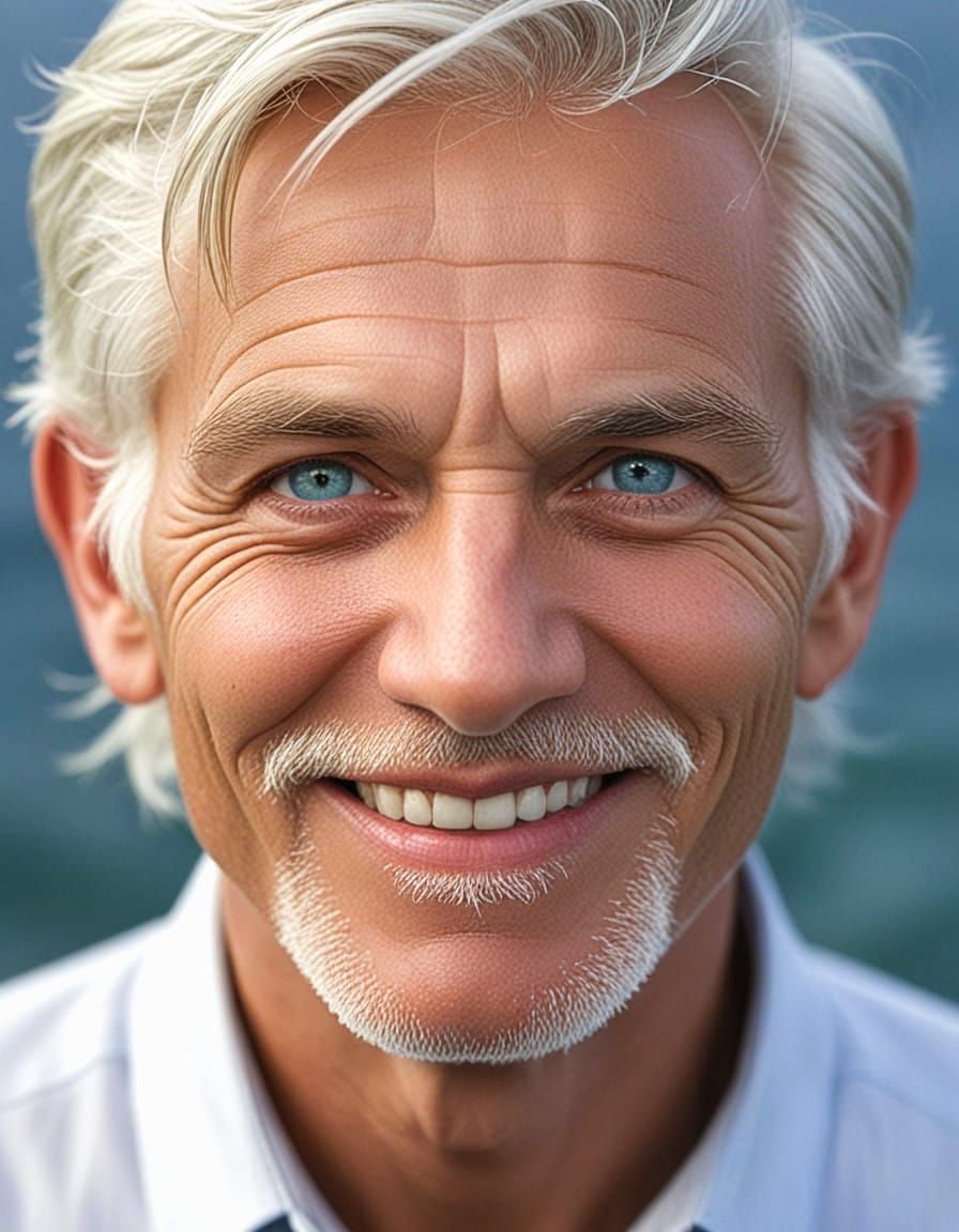 Dashing Young Man with Ocean Blue Background