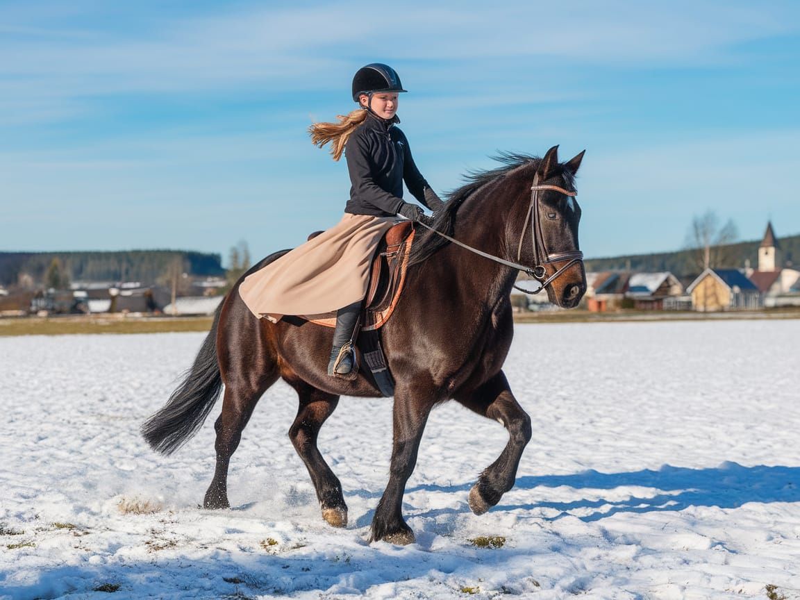 Winter Equestrian Landscape in a Traditional Style