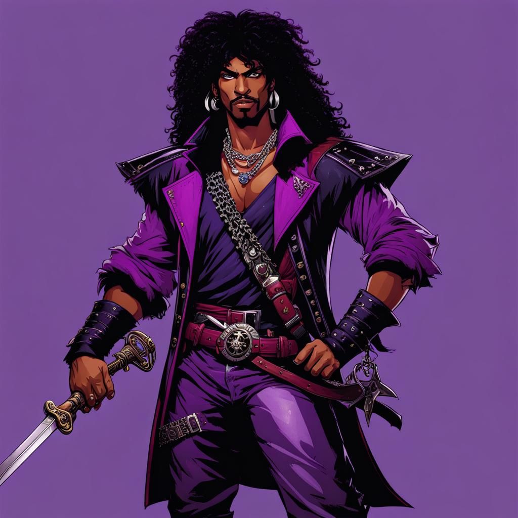 D&D Black Pirate Rock Star with Mullet