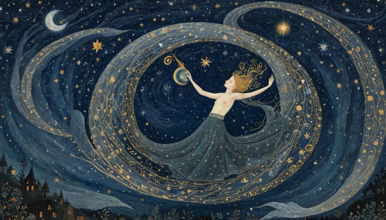 Mystical Creatures Soaring Through Electric Galaxy