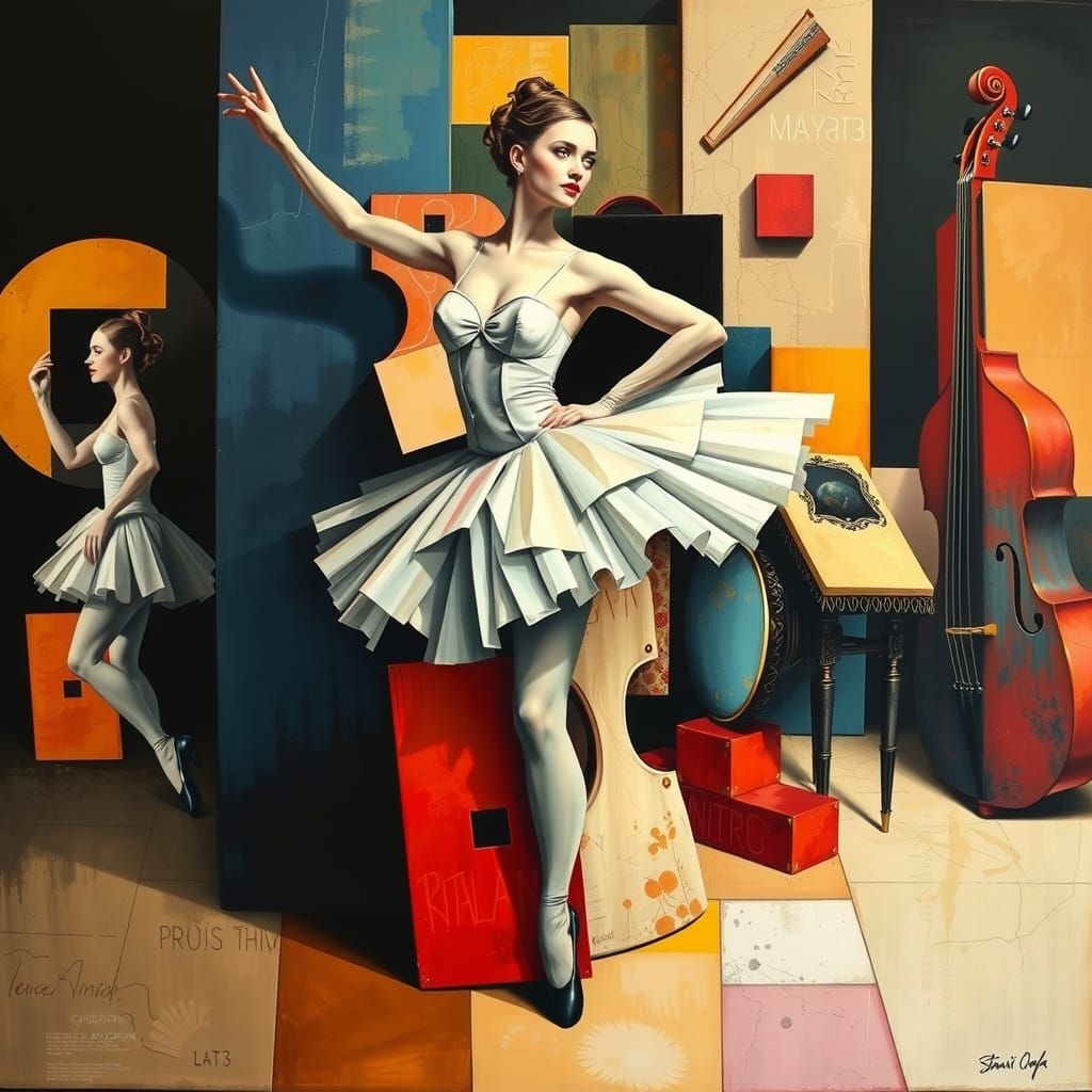 Cubist Ballerina in the Style of Picasso and Braque
