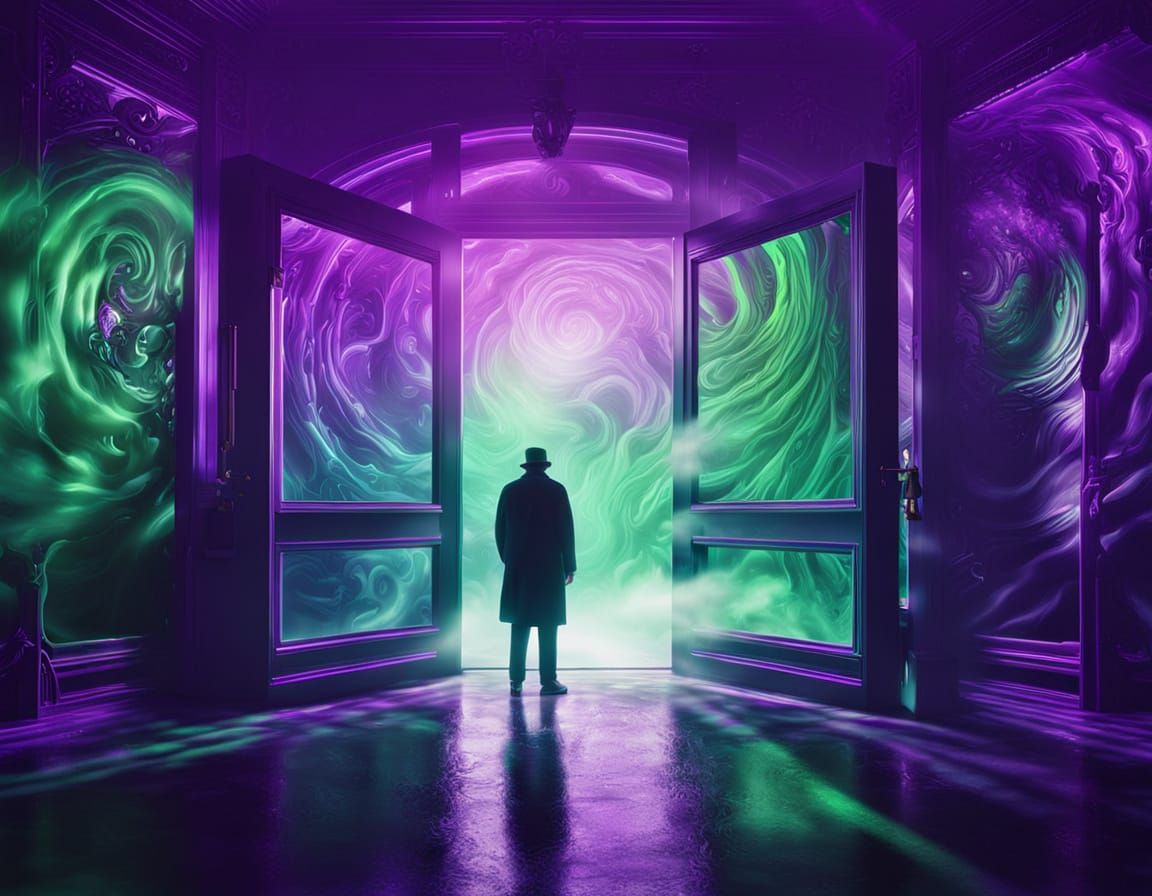 Surreal Doorway Scene in Dali-Inspired Style