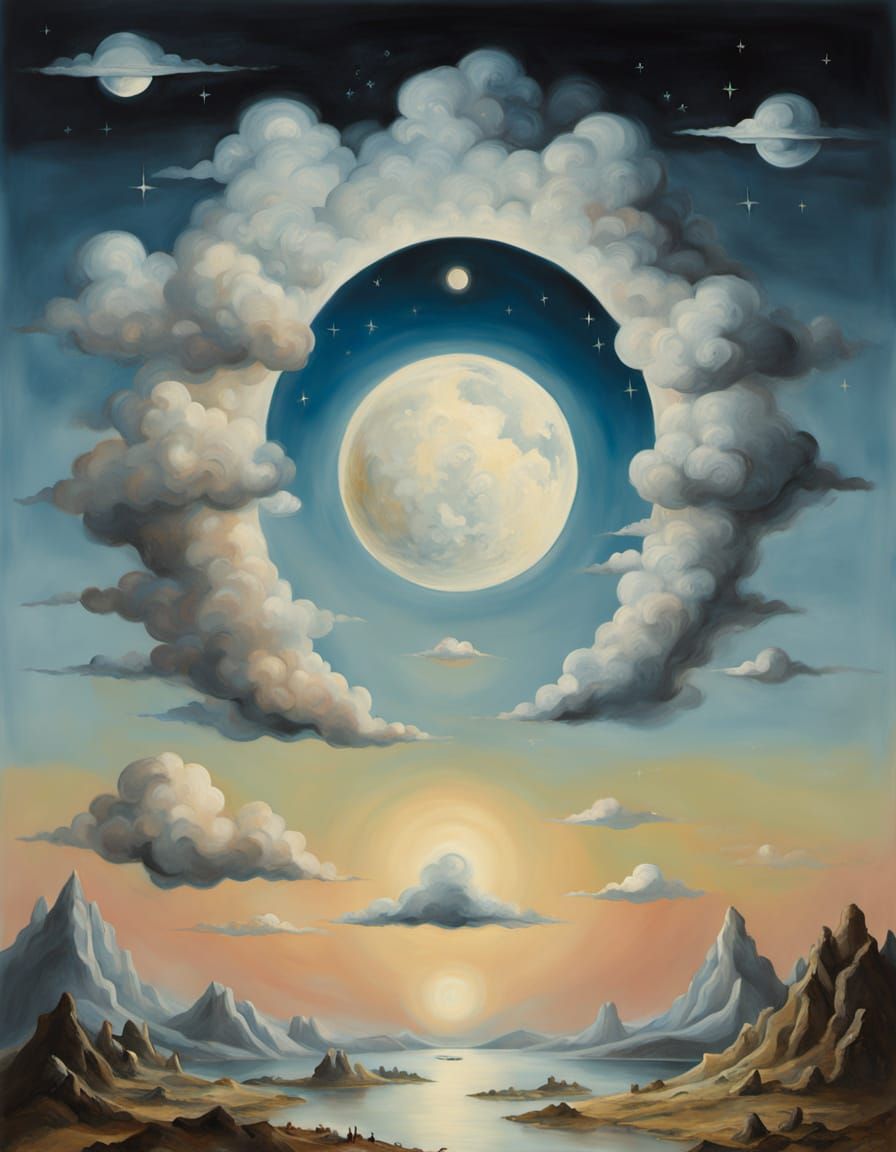 Surreal Head Portrait with Starry Sky, Salvador Dali Style