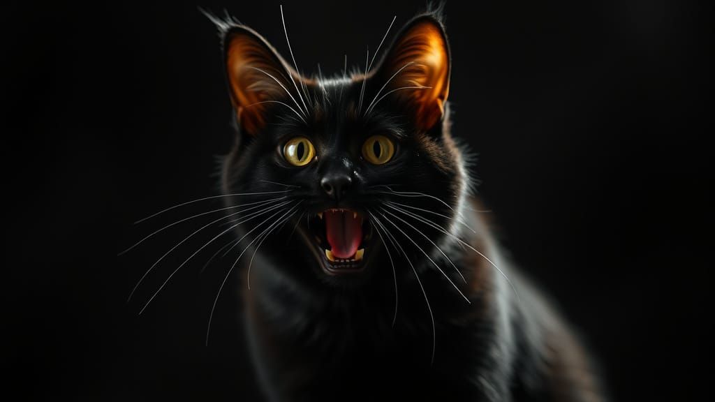 Mysterious Cat in Infinite Darkness