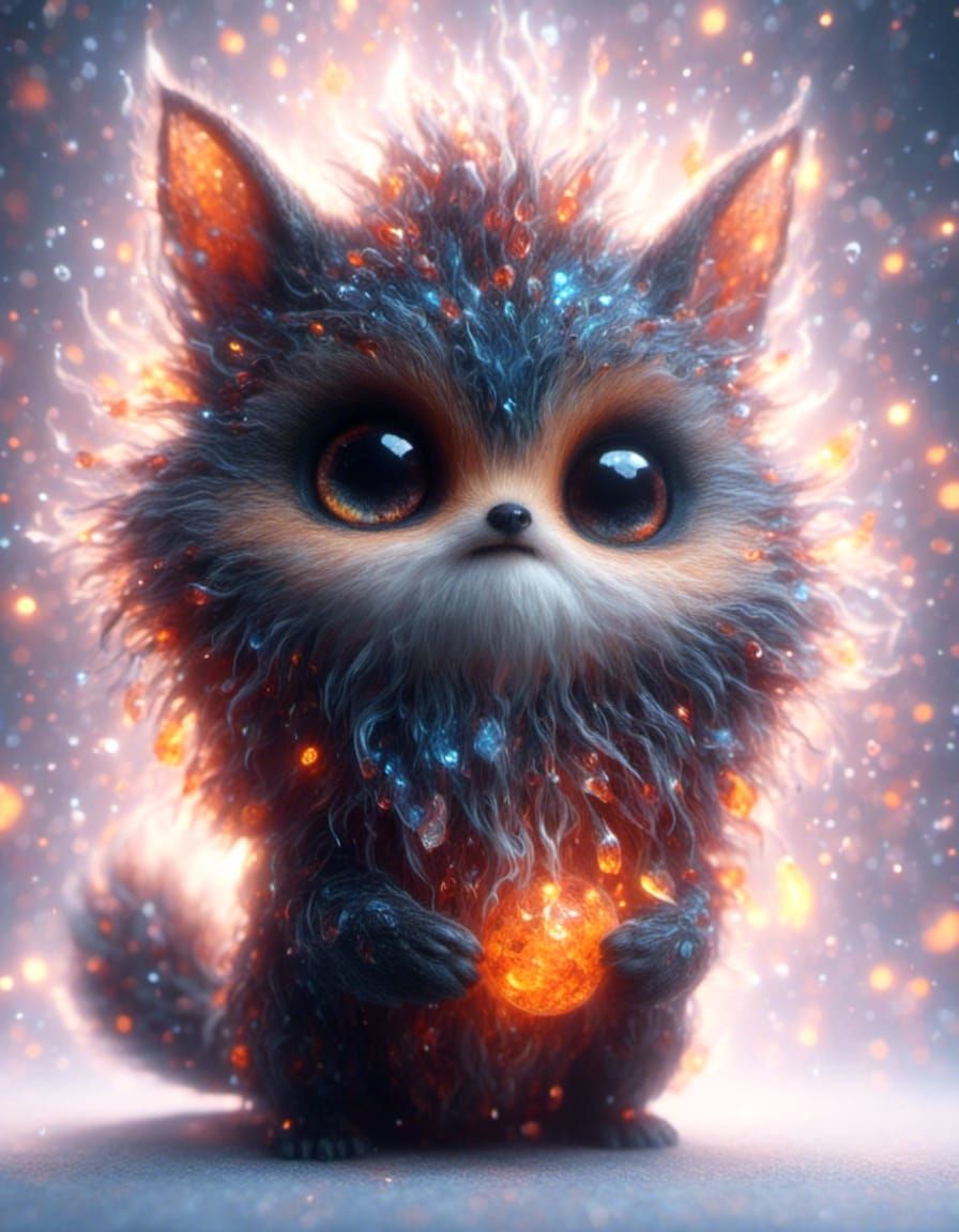 Adorable Fluffy Fantasy Creature in a Magical Environment