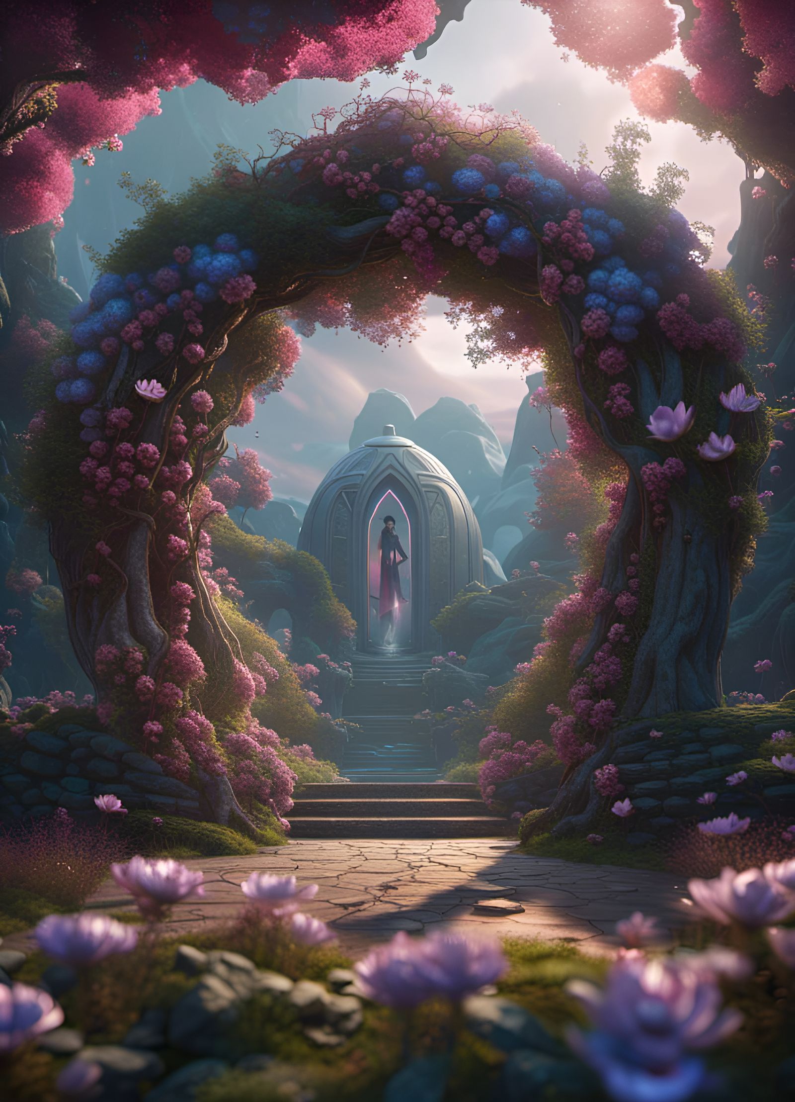 Mysterious Blossom Portal in Secret Garden Dimension