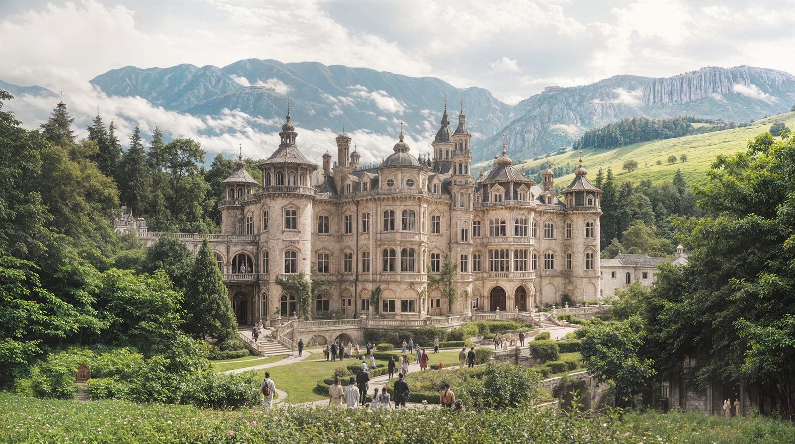 Ethereal Gothic Palace in a Forgotten Valley