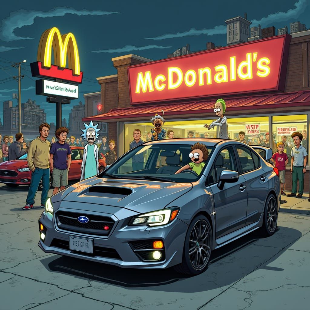 Futuristic Subaru WRX Impreza Meets Rick and Morty at McDona...