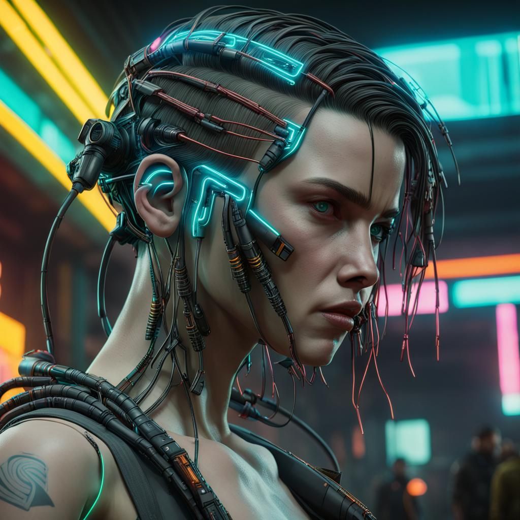 Cyberpunk Brain Network with Neon Lighting