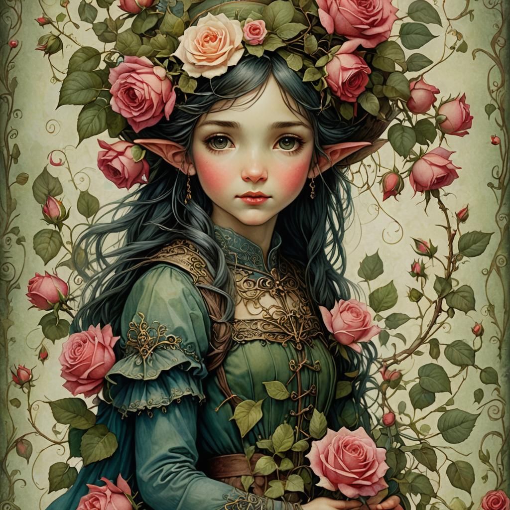 Enchanted Flower Elf with Roses
