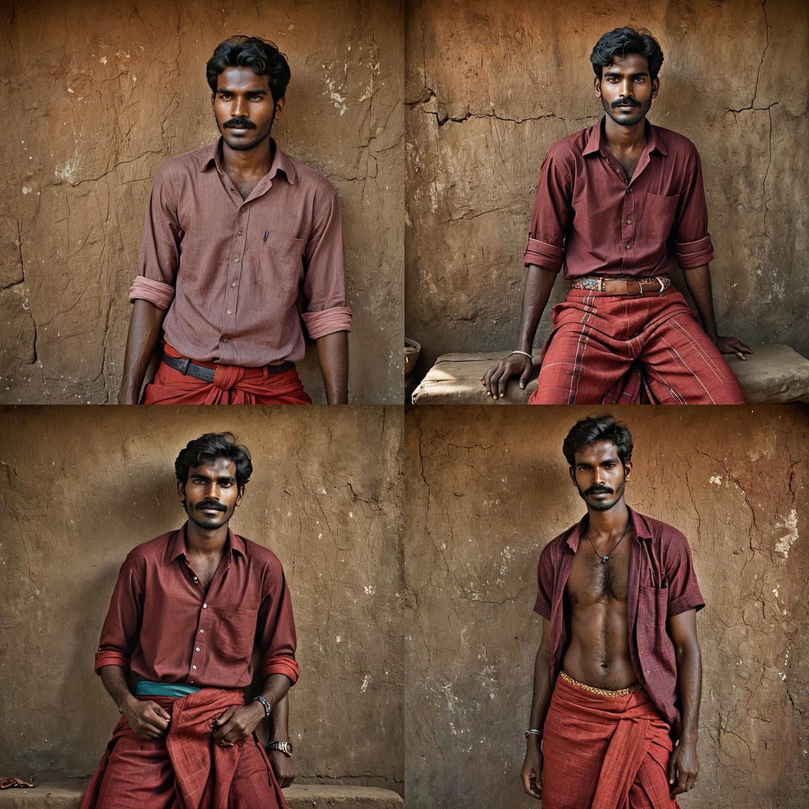 Portrait of a Sleeping Tamil Man in Red Lungi