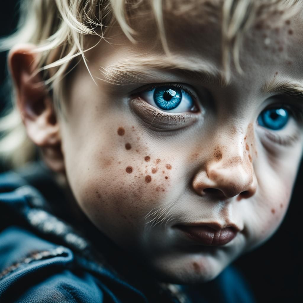 Blond Child Portrait with Freckles in Natural Light