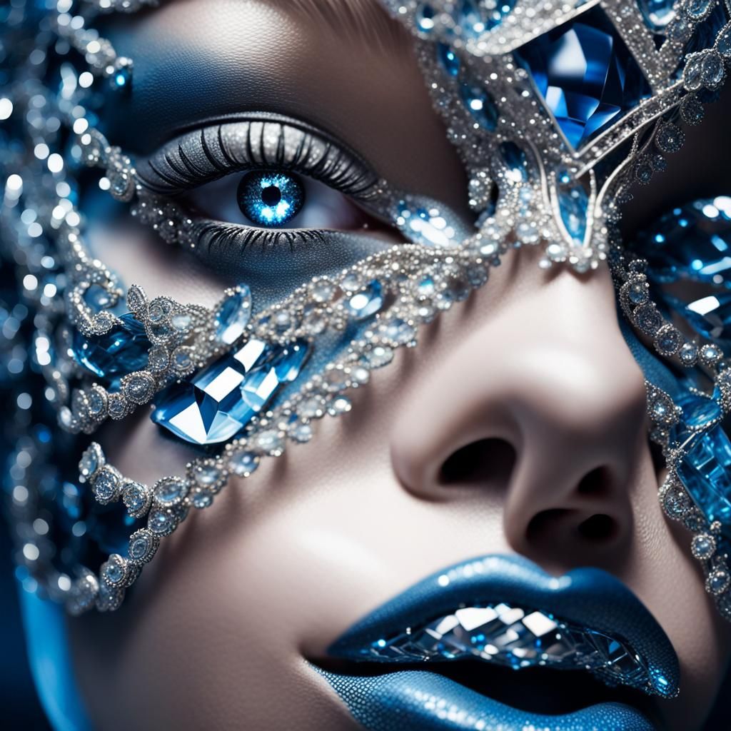 Diamond Mask Glamour: A Study in Light and Sparkle