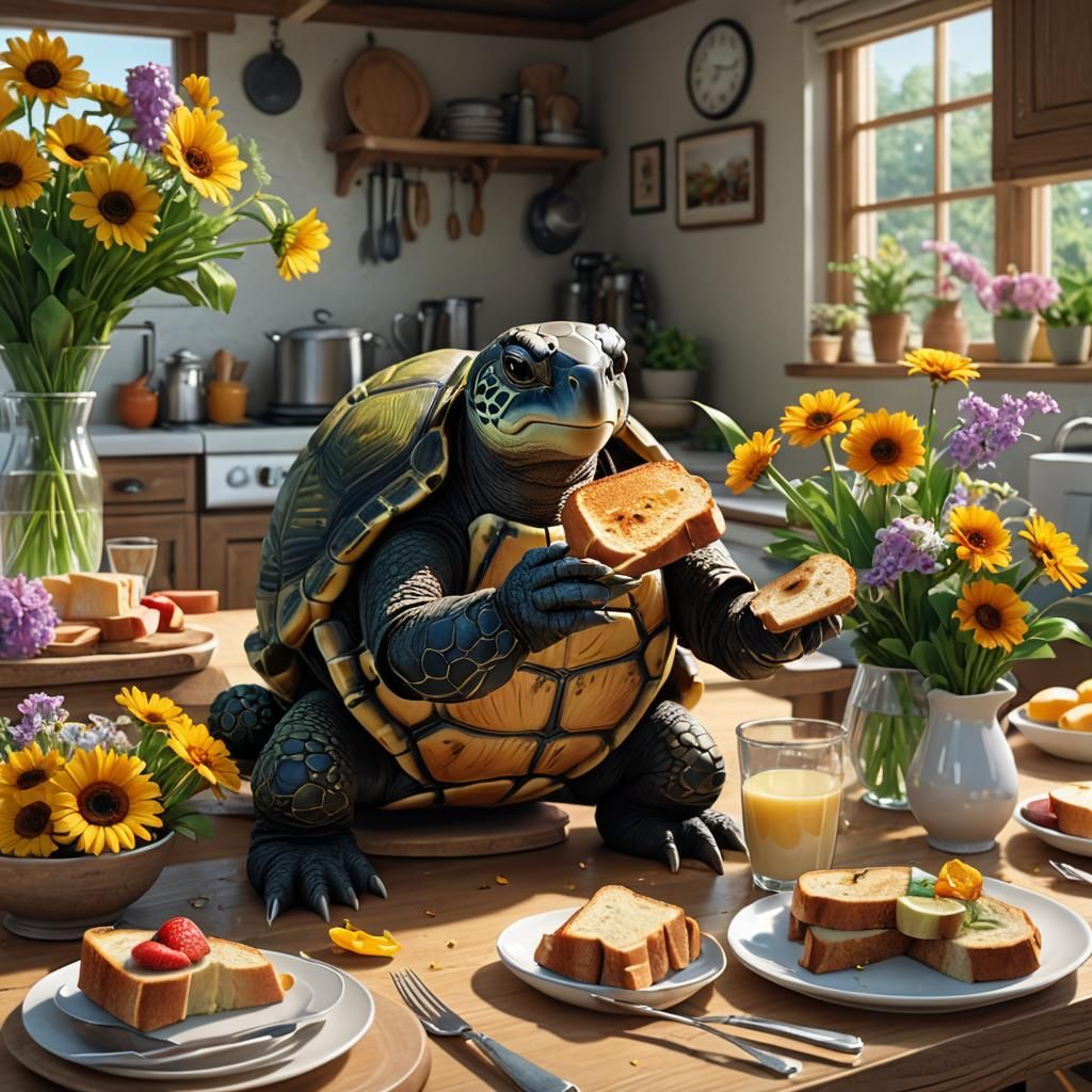 Turtle Feast: 3D Anime Art Inspired by WLOP