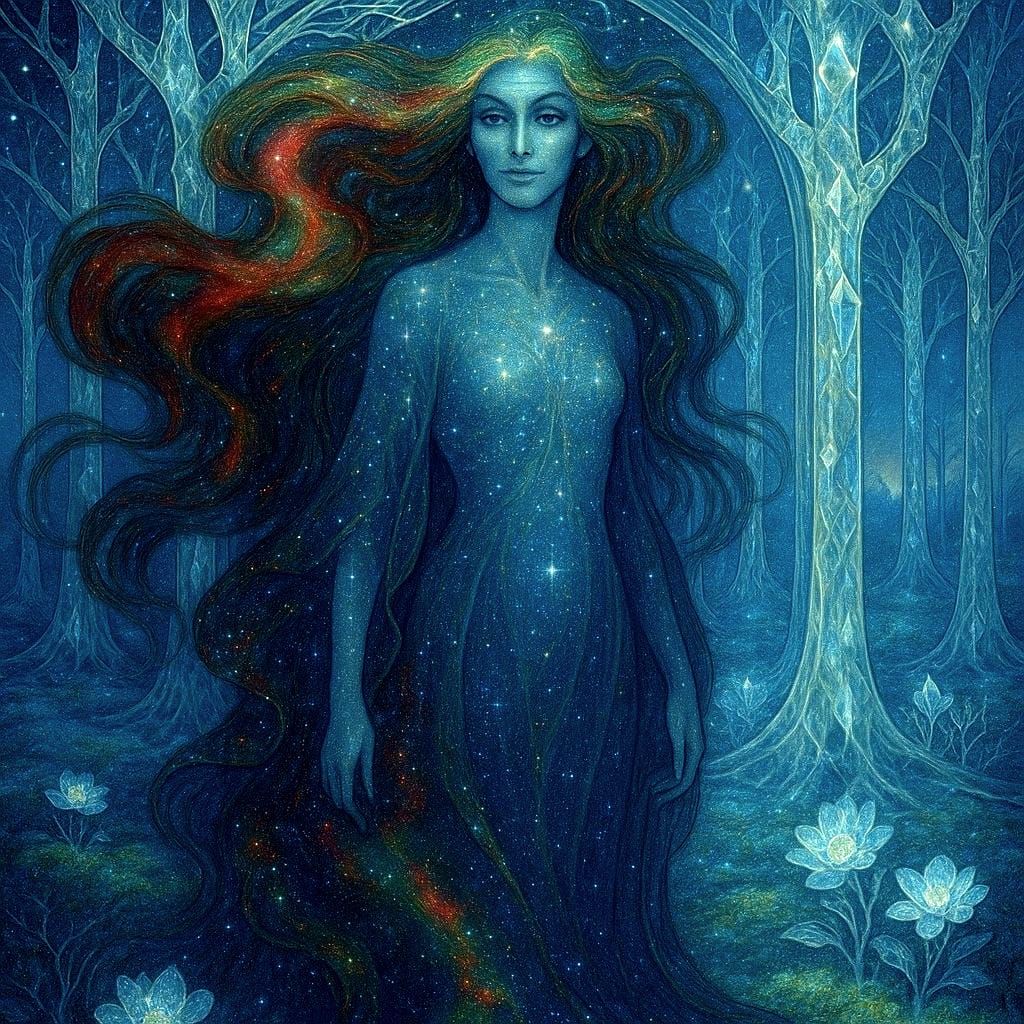 Stardust Spirit in Crystal Grove: Art Nouveau Style