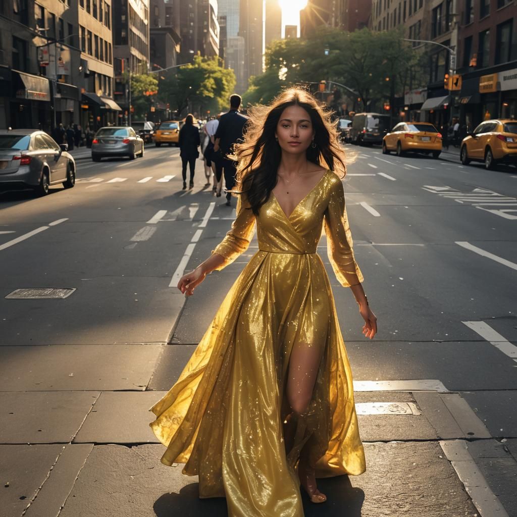 Fairy Woman Walks in New York City Streets