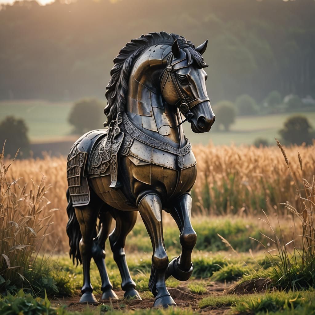 Trojan Horse Statue in Sunlight: Fine Art Macro Photography