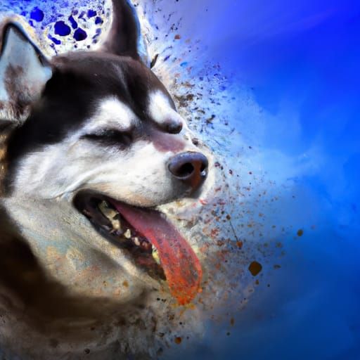 Hyperrealistic Husky Portrait in Splash Art Style