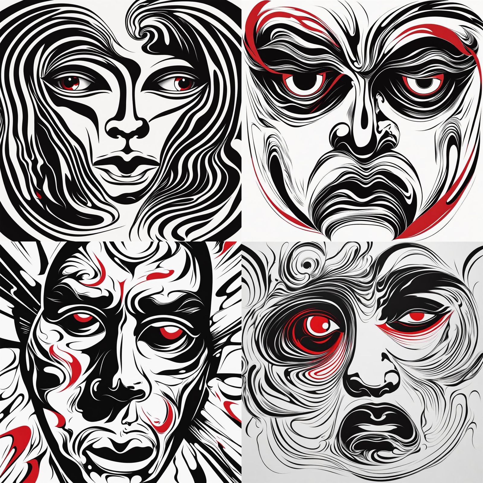 Distorted Angry Face in Black and White